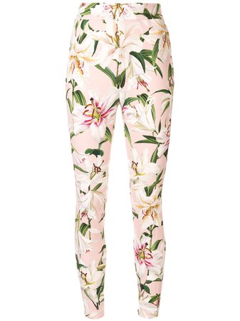 Dolce & Gabbana Lily Print High-Waist Trousers
