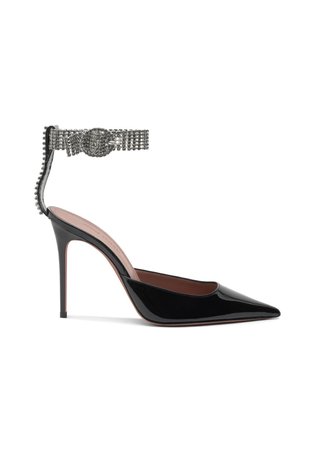 amina muaddi crystal strap patent-leather heels