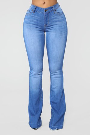 Here For You Flare Jeans - Medium Blue Wash