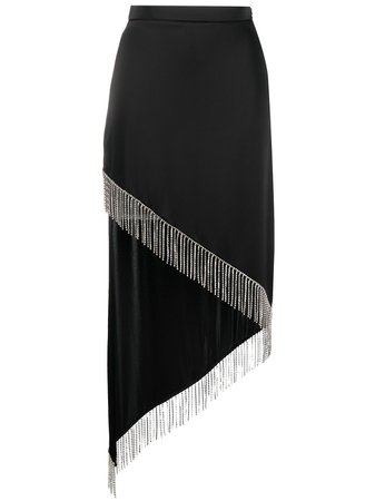 Shop David Koma asymmetric high-waist fringed skirt with Express Delivery - FARFETCH