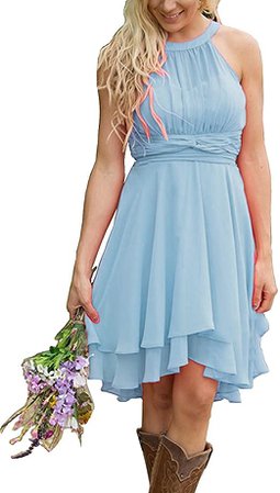 Amazon.com: XingMeng Short A Line Halter Chiffon Prom Homecoming Bridesmaid Dresses: Clothing