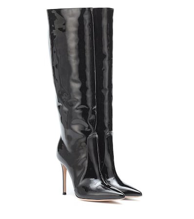 Heather 105 black patent leather boots