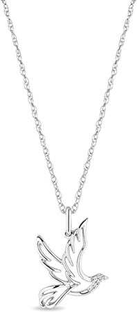 Amazon.com: Faith Dove Bird Necklace Pendant in Steriling Silver with Diamonds : Clothing, Shoes & Jewelry