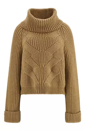 GUESS Lois Crystal Button Cuff Cotton Blend Turtleneck Sweater | Nordstrom