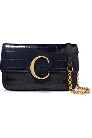 Chloé | Chloé C leather-trimmed croc-effect shoulder bag | NET-A-PORTER.COM