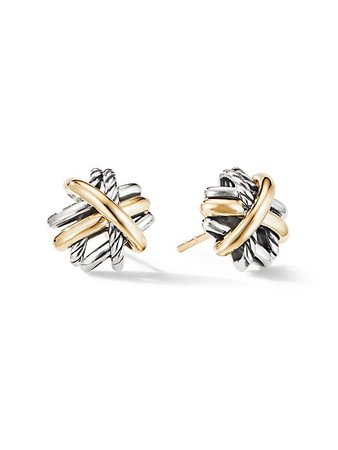 Shop David Yurman Crossover Stud Earrings with 18K Yellow Gold | Saks Fifth Avenue