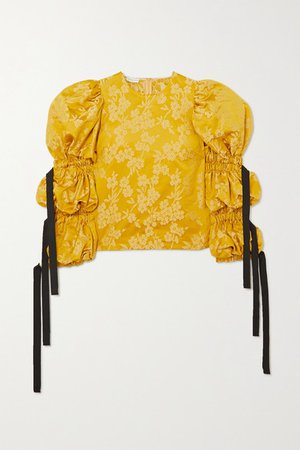 Dries Van Noten | Cardi tie-detailed gathered floral-brocade blouse | NET-A-PORTER.COM