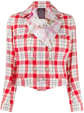 John Galliano Pre-Owned 2001 Double-Breasted Checked Jacket Vintage | Farfetch.com
