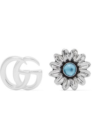 Gucci | Marmont silver-tone multi-stone earrings | NET-A-PORTER.COM