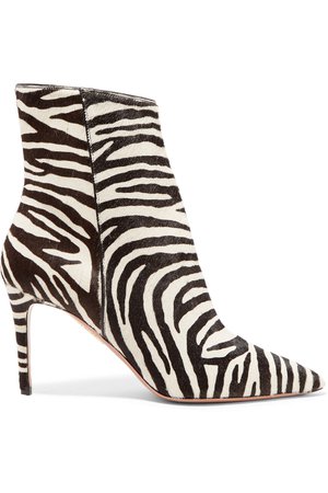 Aquazzura | Alma 85 zebra-print calf hair ankle boots | NET-A-PORTER.COM