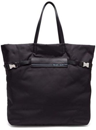Logo Patch Nylon Tote Bag - Womens - Black