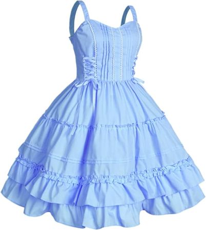 Amazon.com: Women Sweet Cute Gothic Dress Classic Sleeveless Puffy Goth Dress Plus Size Anime Maid Halloween Cosplay Costume XL Pink : Clothing, Shoes & Jewelry