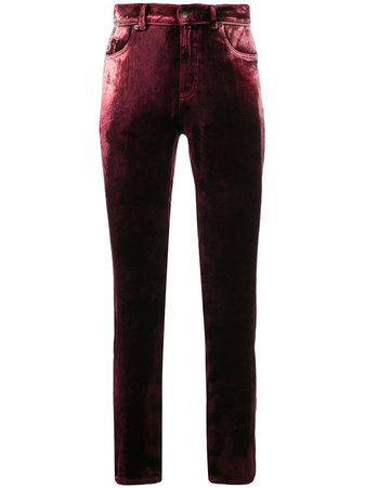 Saint Laurent Velvet Skinny Trousers Ss20 | Farfetch.Com