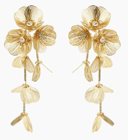 Cider Petal Rhinestone tassel earrings