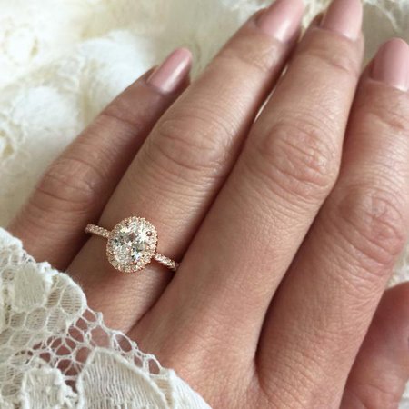 1 ctw Oval Halo Engagement Ring - Rose Gold – Tiger Gems