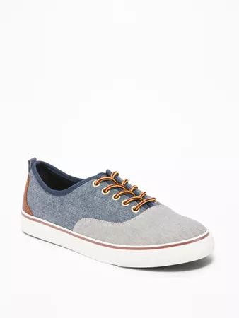 Color-Blocked Chambray Lace-Up Sneakers for Boys | Old Navy