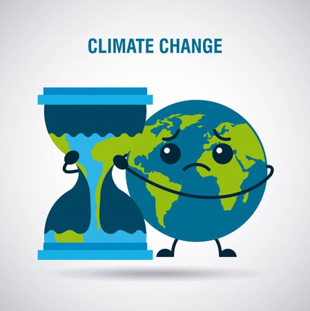 Dibujos animados de cambio climático triste reloj de arena planeta tierra | Vector Premium