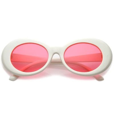 white oval pink lens sunglasses