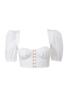 Clothing : Tops : 'Tia' White Puff Sleeved Corset Top