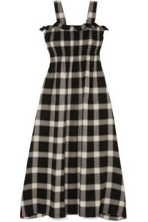 MM6 Maison Margiela | Convertible smocked checked flannel dress | NET-A-PORTER.COM