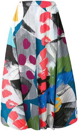 abstract print drape skirt