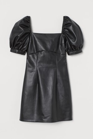 Faux Leather Dress - Black