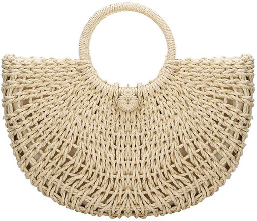 Round Straw Bag Rattan Crossbody Bag Handwoven Natural Summer Beach Shoulder Bag for Women (Black): Handbags: Amazon.com