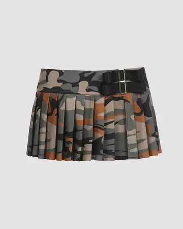 Camouflaged Pleated Mini Skirt – Baly Shop