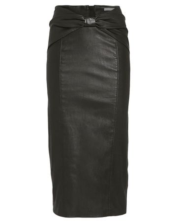 Carlyn Bow Waist Leather Skirt