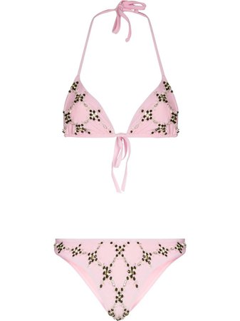 Oceanus rhinestone-embellished Triangle Bikini Set - Farfetch