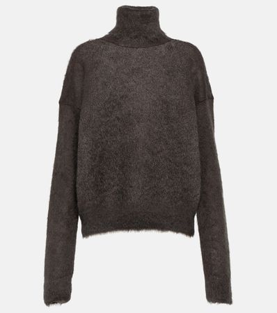 Mohair Blend Turtleneck Sweater in Brown - Saint Laurent | Mytheresa