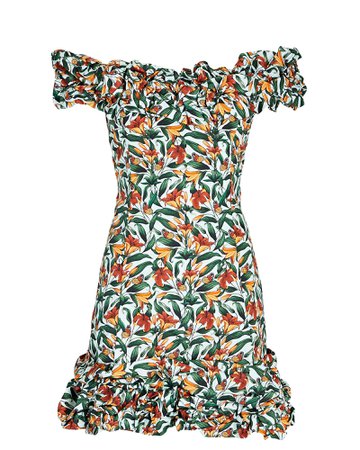 Agua by Agua Bendita Jardin Off-The-Shoulder Floral Mini Dress | INTERMIX®