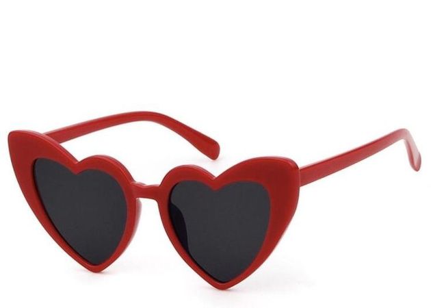 red heart shaped glasses