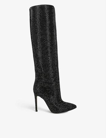 PARIS TEXAS - Holly crystal-embellished suede heeled boots | Selfridges.com