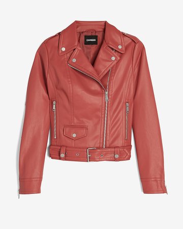 Vegan Leather Belted Moto Jacket | Express
