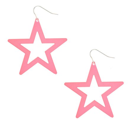 Neon Pink Star Drop Earrings | Claire's US