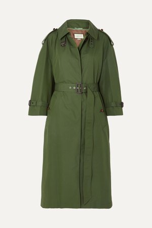 Green Oversized cotton-blend gabardine trench coat | Gucci | NET-A-PORTER