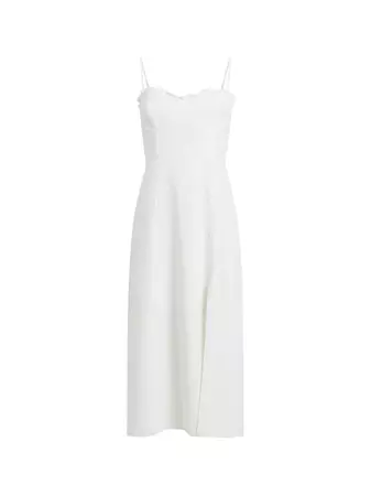 Echo Ruffle Neck Slip Dress Summer White | French Connection US