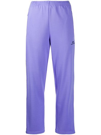 Balenciaga Embroidered Bb Logo Track Pants 595008TGV045019 Purple | Farfetch
