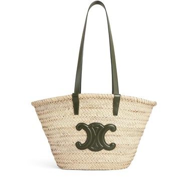 Classic medium Celine Triomphe basket bag in palm leaves and calfskin women | CELINE | 24S