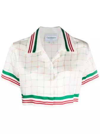 Casablanca Tennis Check Cropped Silk Shirt - Farfetch