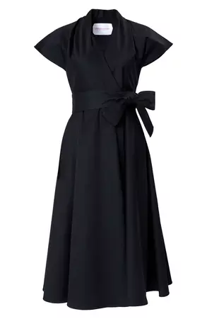 Carolina Herrera Gabardine Midi Wrap Dress | Nordstrom