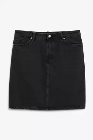 Denim midi skirt - Washed black - Monki WW