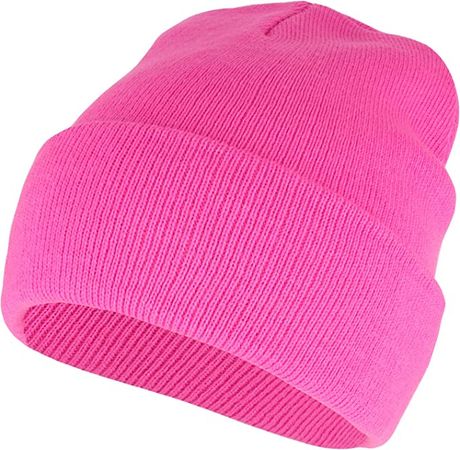 Armycrew High Visibility Neon Color Cuff Long Winter Beanie Hat - Pink at Amazon Men’s Clothing store