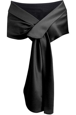 Meet Edge Women's Satin Shawl Wrap for Evening/Wedding Party Black at Amazon Men’s Clothing store: