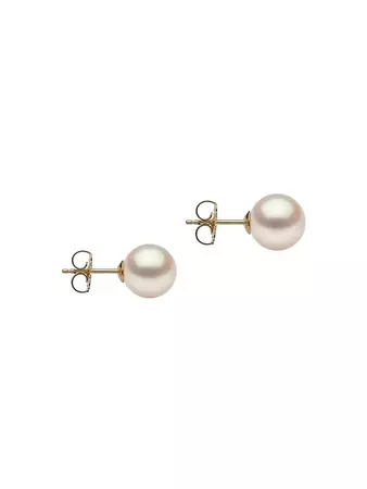 Shop Saks Fifth Avenue Collection 14K Gold & 9.5 MM Freshwater Pearl Earrings | Saks Fifth Avenue