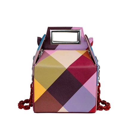 JESSICABUURMAN – BUNTA Color Block Leather Box Tote Bag