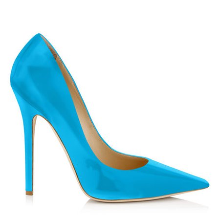 Anouk Pointy Toe Pumps in Turquoise Patent Leather