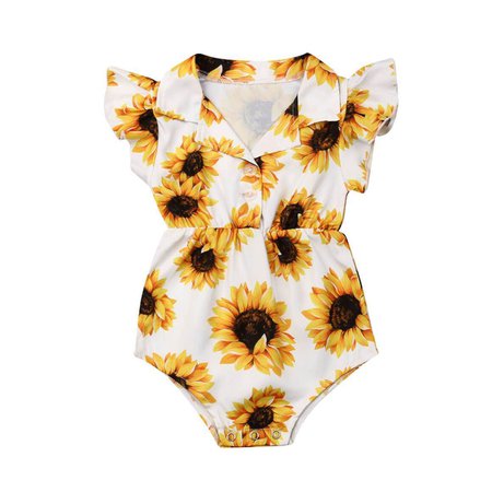 Toddler Girl Sunflower Collar One Piece Romper – The Trendy Toddlers