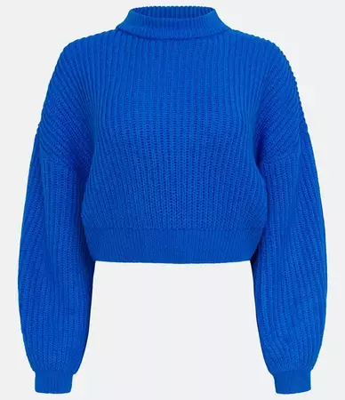 Blusão Suéter em Tricô Texturizado com Punho Ajustado Azul